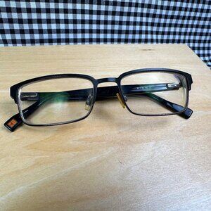Hugo Boss Eyeglasses BO 0136 Rectangular Frame Brushed Black Metal